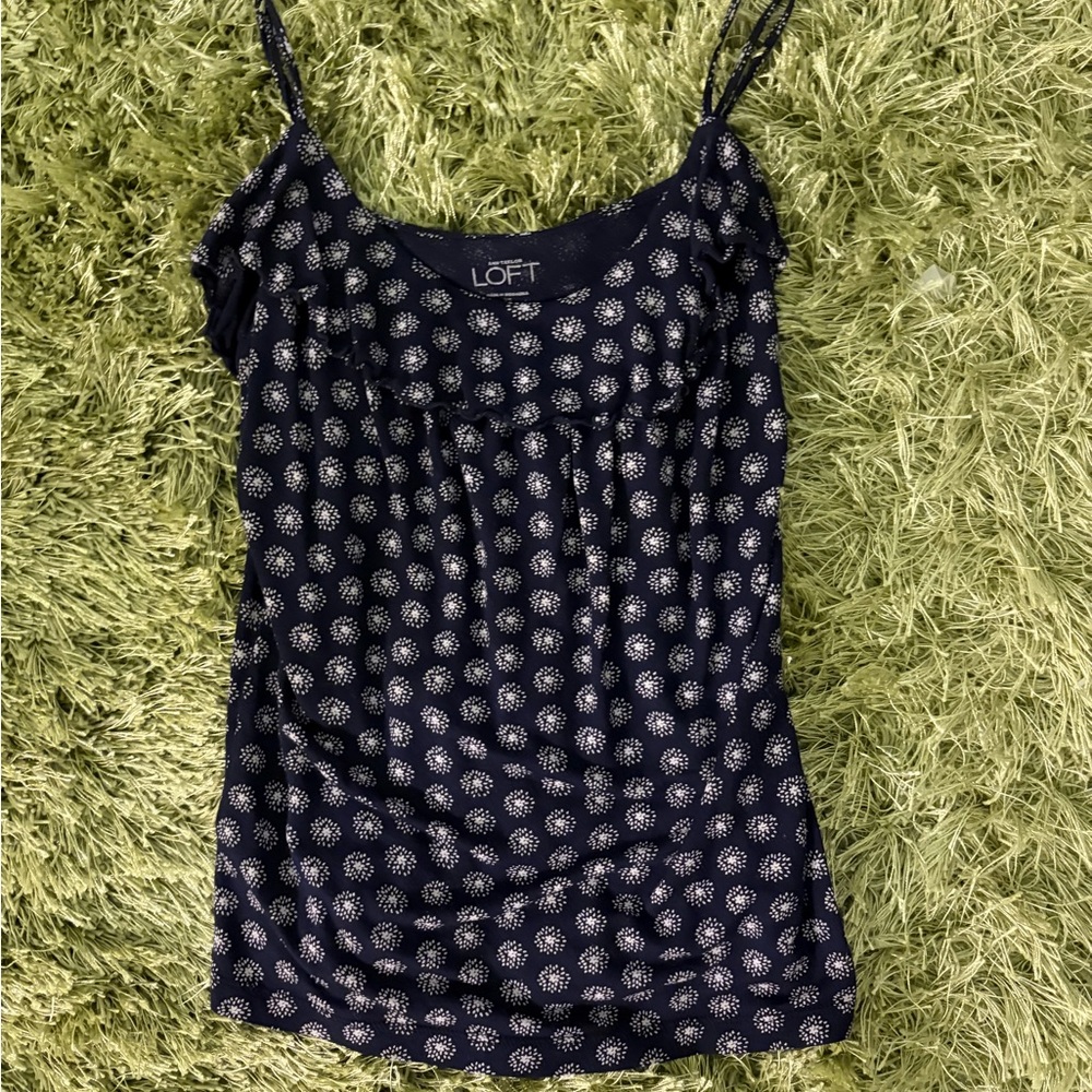 LOFT Dark Blue Patterned Camisole